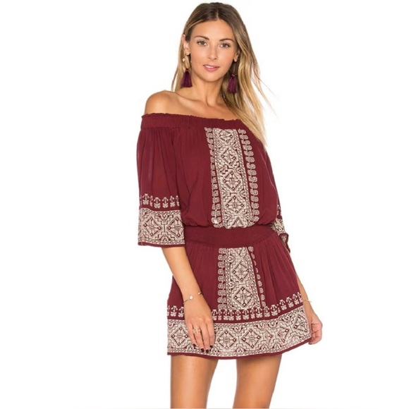 Tularosa Dresses & Skirts - TULAROSA REVOLVE OFF-THE-SHOULDER EMBROIDERED MINI DRESS